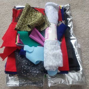 Fabric scraps remnants bundle: lame, felt & more